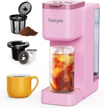Compact Single Serve Coffee Maker (Pink)