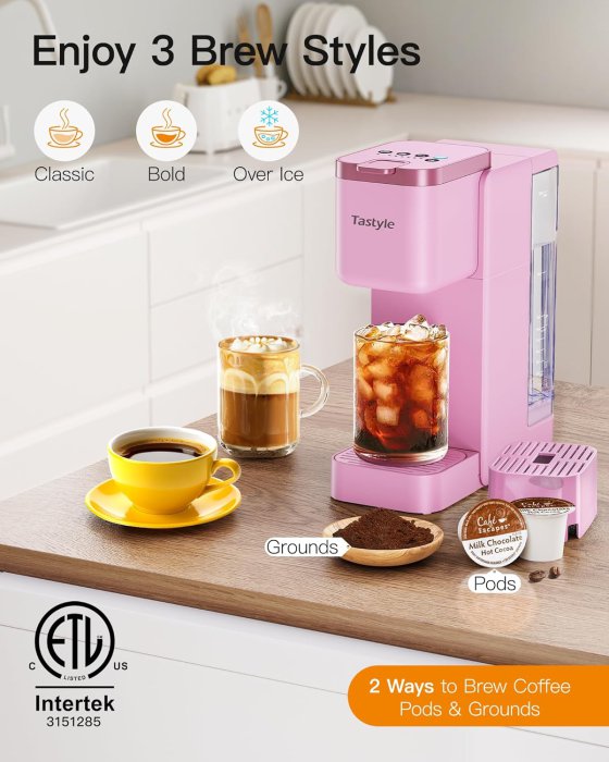 Compact Single Serve Coffee Maker (Pink) (image 2)