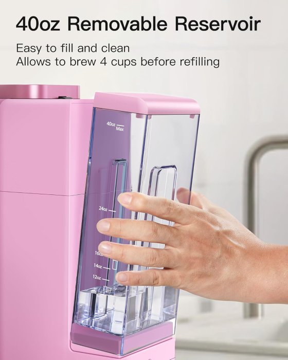 Compact Single Serve Coffee Maker (Pink) (image 3)