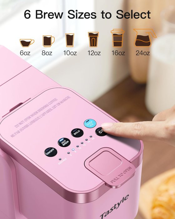 Compact Single Serve Coffee Maker (Pink) (image 4)