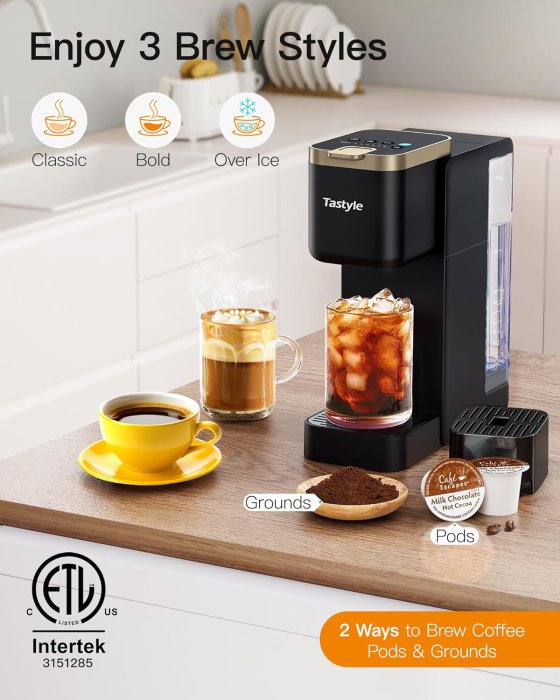 Single Serve Coffee Maker (Black & Gold) (image 2)