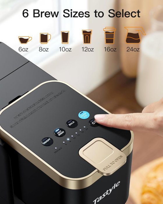 Single Serve Coffee Maker (Black & Gold) (image 4)